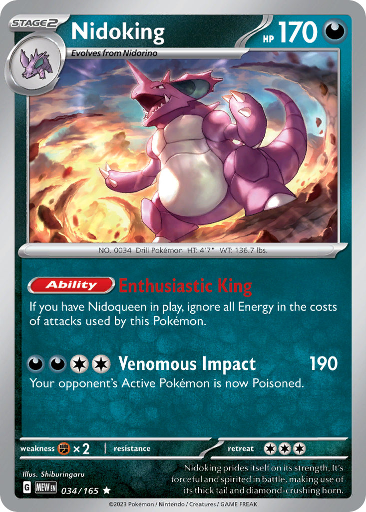 Nidoking  - 034/165 - Reverse Holofoil