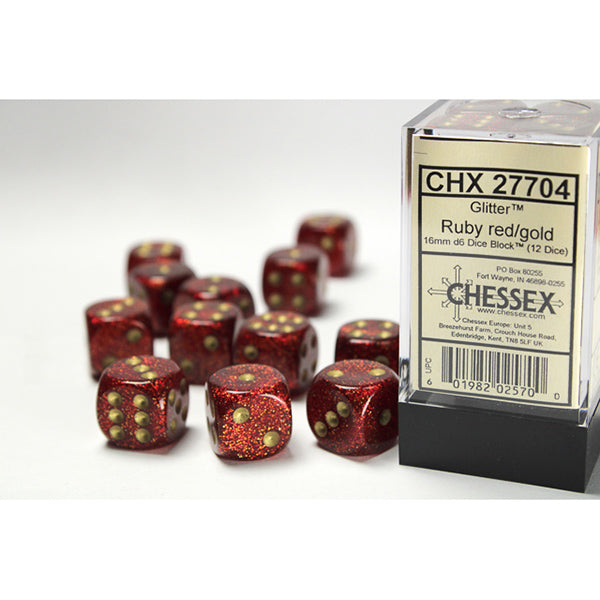 16mm 12d6 Glitter: Ruby/Gold