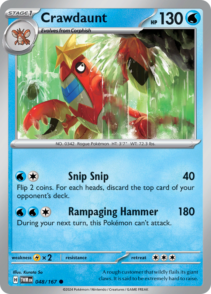 Crawdaunt - 048/167 - Reverse Holofoil