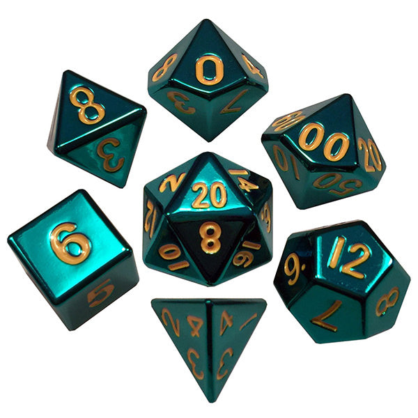 7-Die Set Metal: Turquoise Painted Dice