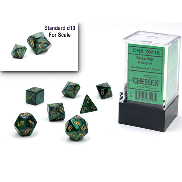 7-Die Set Mini Scarab: Jade/Gold