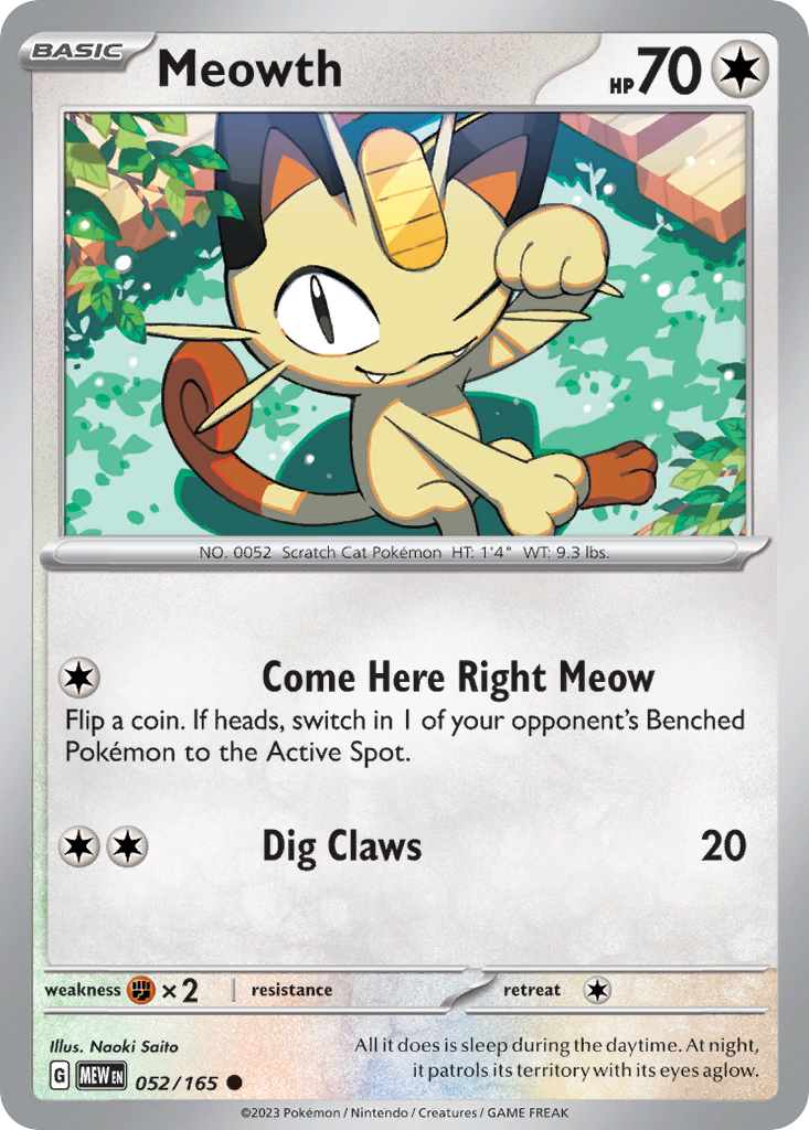 Meowth - 052/165 - Reverse Holofoil