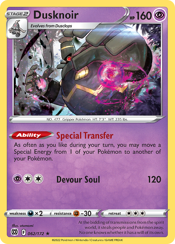 Dusknoir - 062/172 - Reverse Holofoil