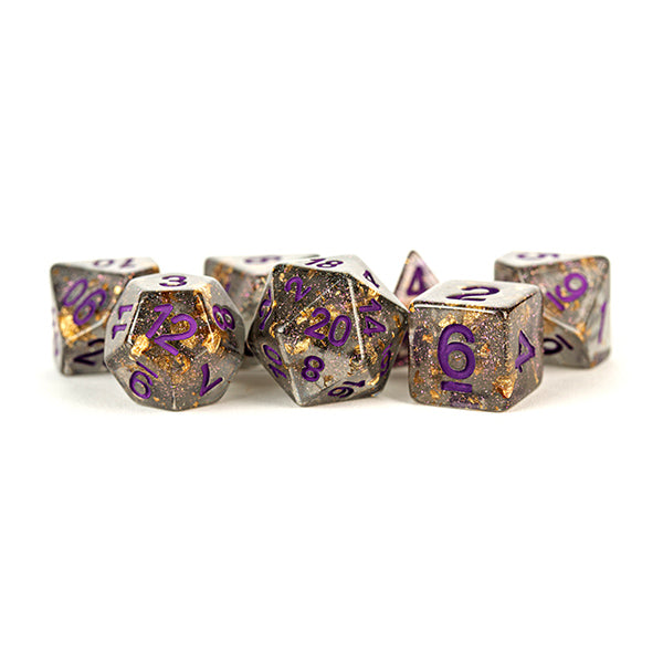 7-Die Set 16mm: Gray with Gold Foil/ Purple Numbers