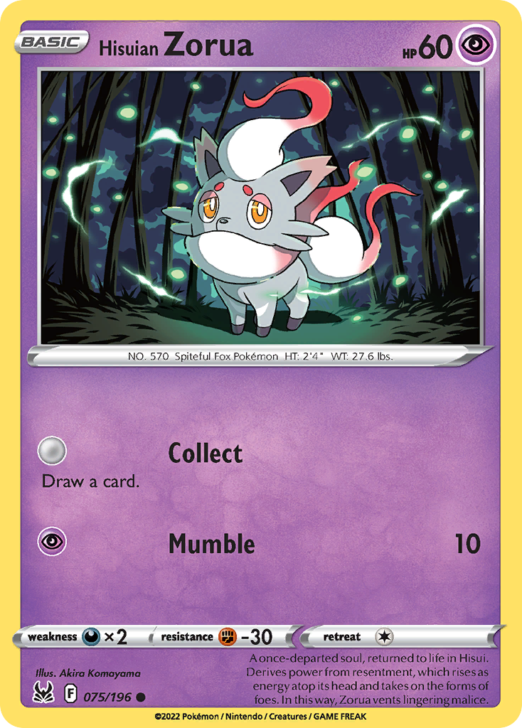 Hisuian Zorua - 075/196 - Reverse Holofoil