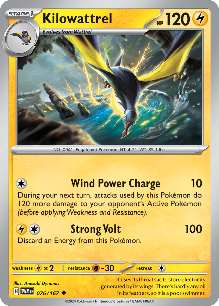 Kilowattrel - 076/167 - Reverse Holofoil