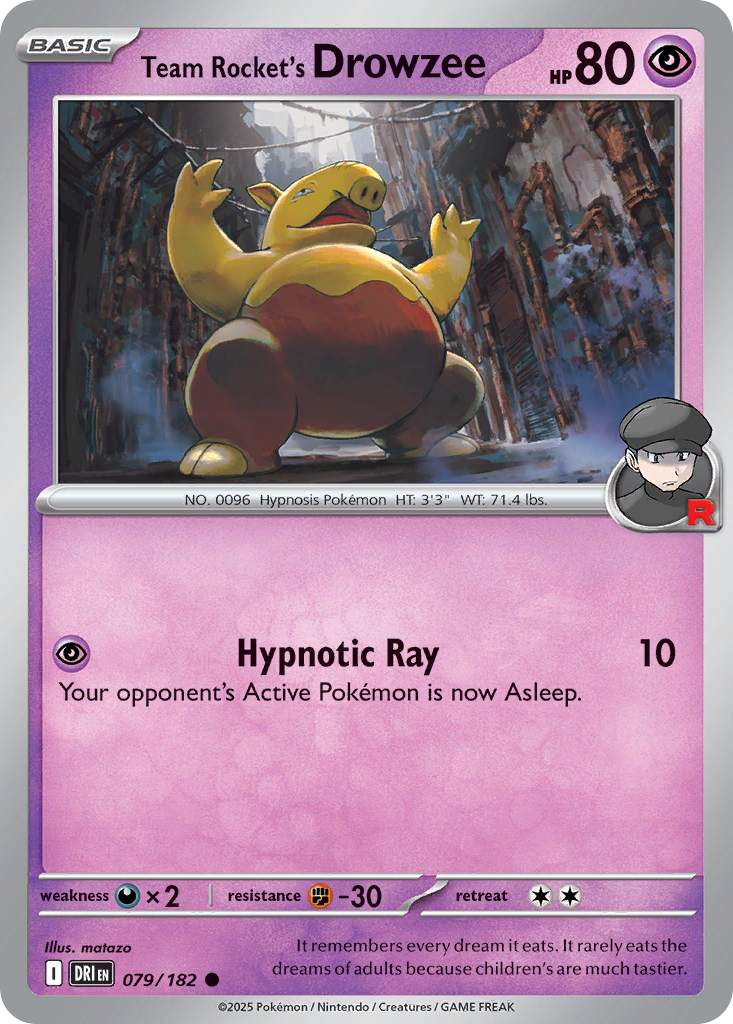 Team Rocket's Drowzee - 079/182 - Reverse Holofoil