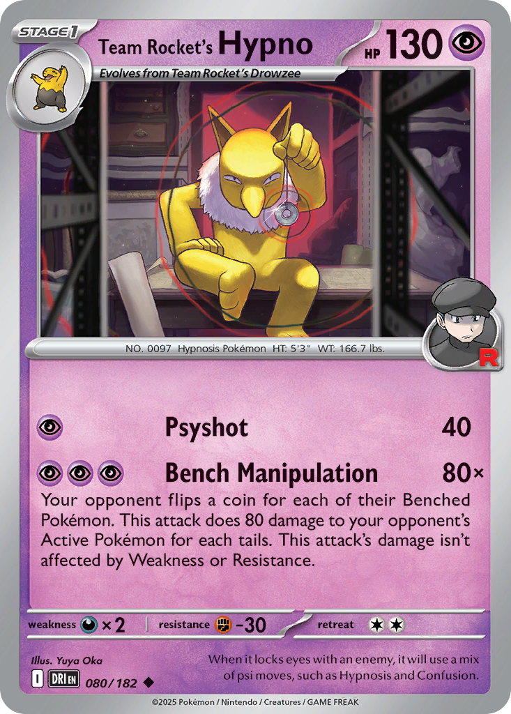 Team Rocket's Hypno - 080/182 - Reverse Holofoil