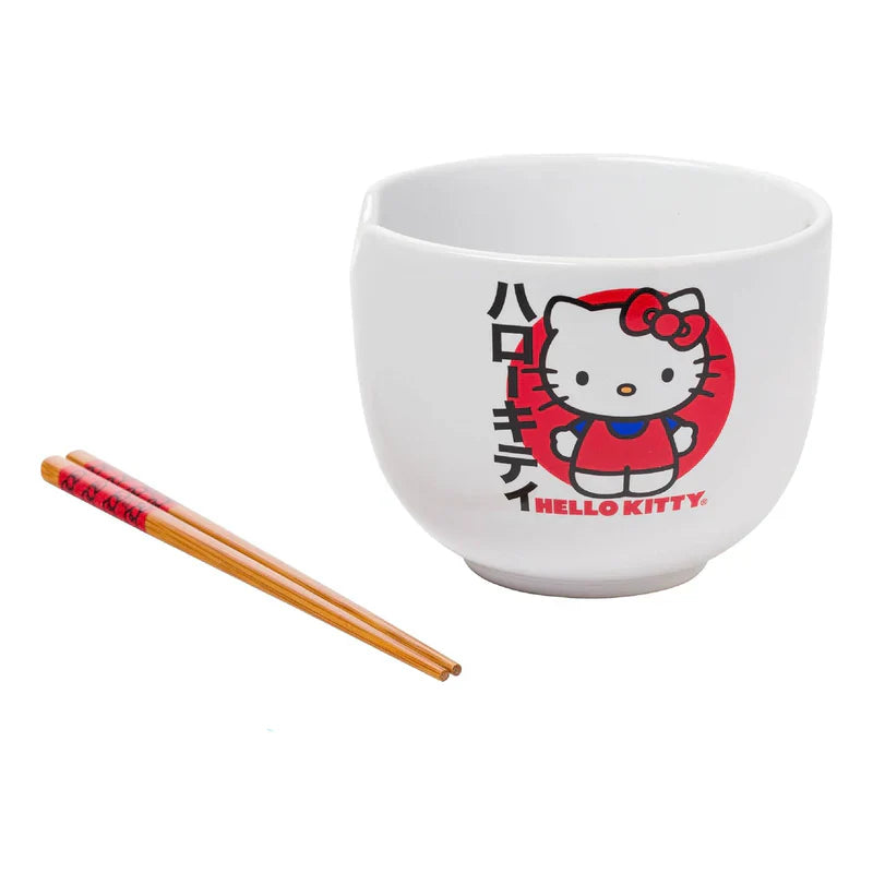 Hello Kitty Ramen Bowl & Chopsticks - Japanese Logo 