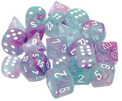 Nebula: 16mm d6 Wisteria/white Luminary Dice Block (12 dice)