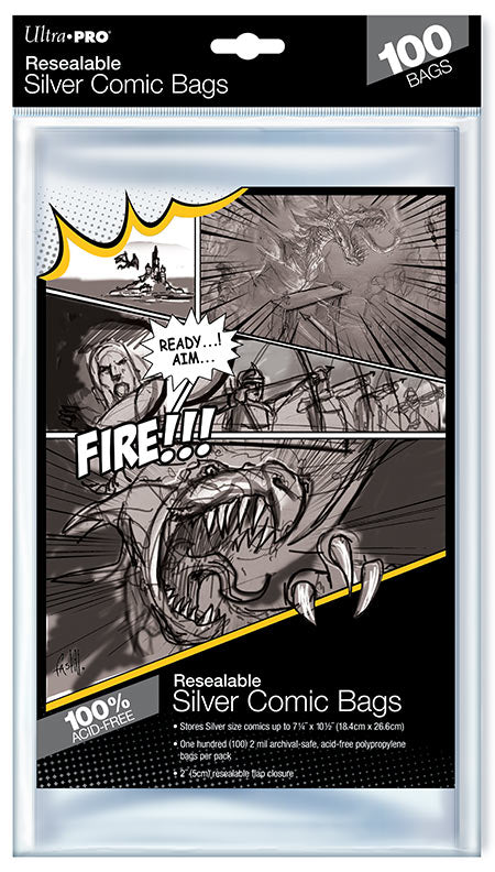 Silver Size 7-1/4 X 10-1/2 Resealable Comic Bags