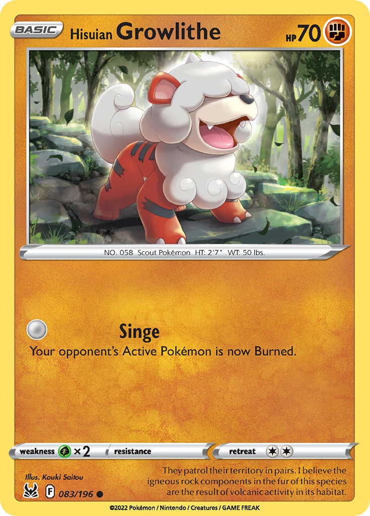 Hisuian Growlithe - 083/196 - Reverse Holofoil
