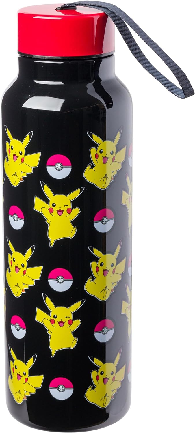 Pokémon Water Bottle w' Strap - Pikachu (Stainless Steel)