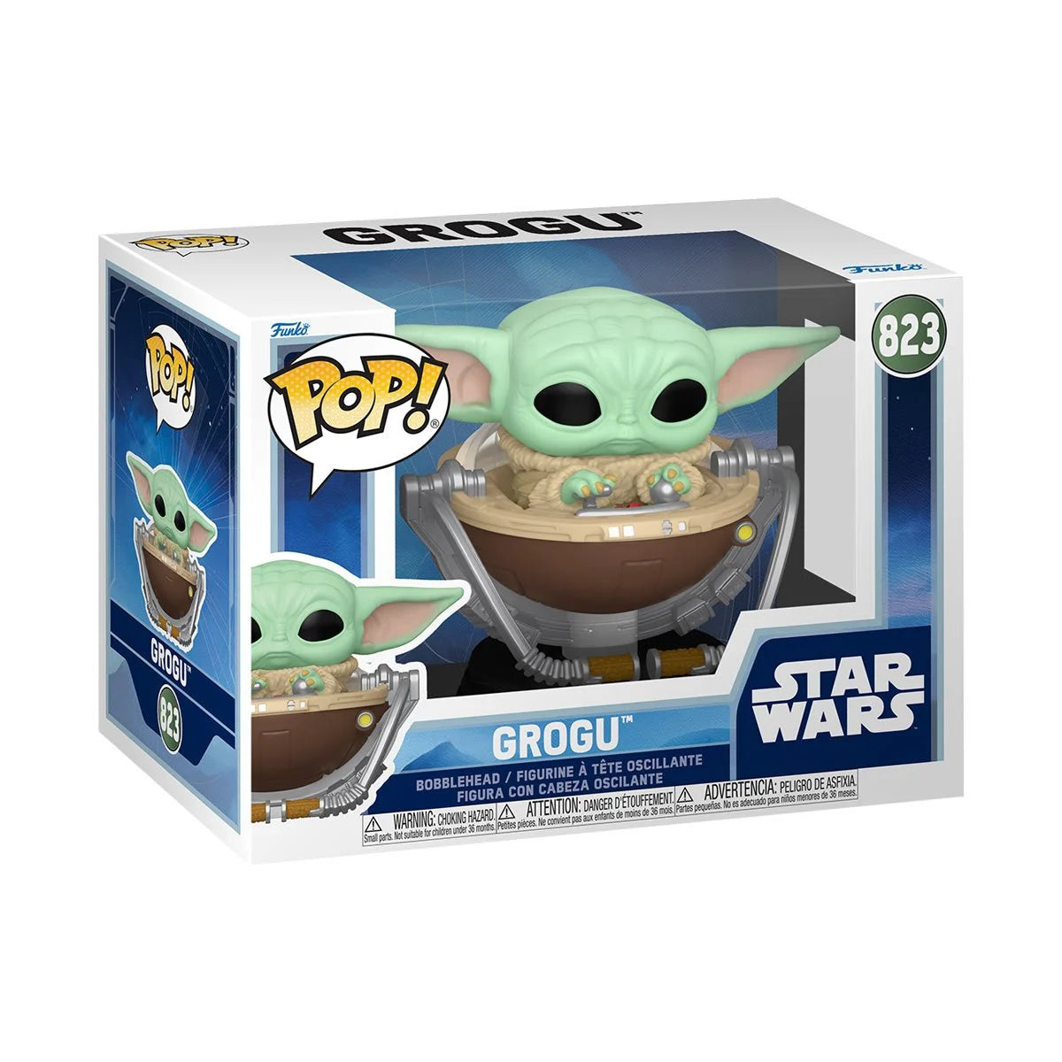 Pop Star Wars: The Mandalorian and Grogu Grogu in Pram Figure