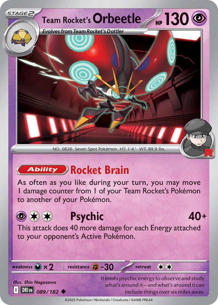 Team Rocket's Orbeetle  - 089/182 - Reverse Holofoil
