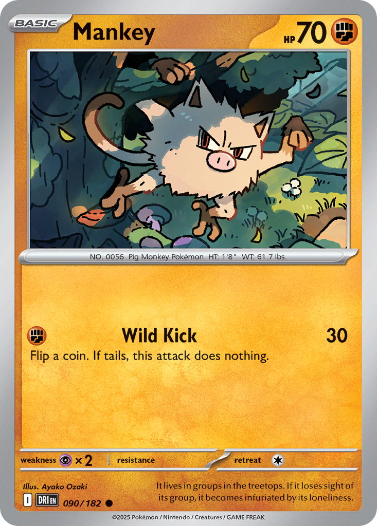 Mankey - 090/182 - Reverse Holofoil
