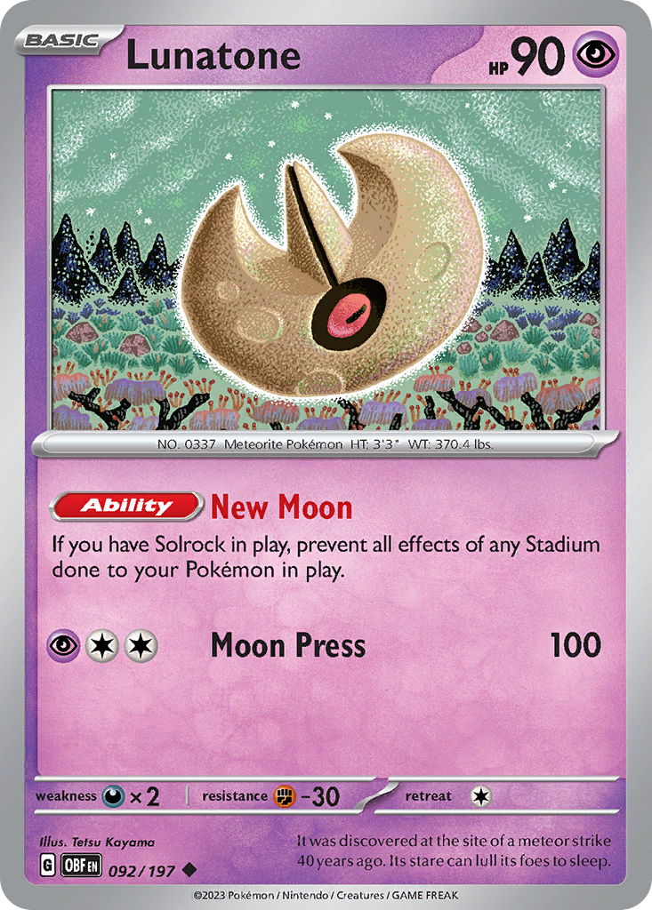 Lunatone - 092/197 - Reverse Holofoil