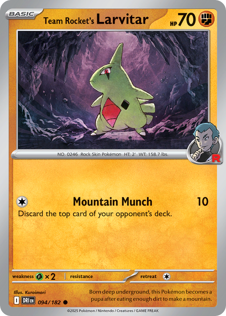 Team Rocket's Larvitar - 094/182 - Reverse Holofoil