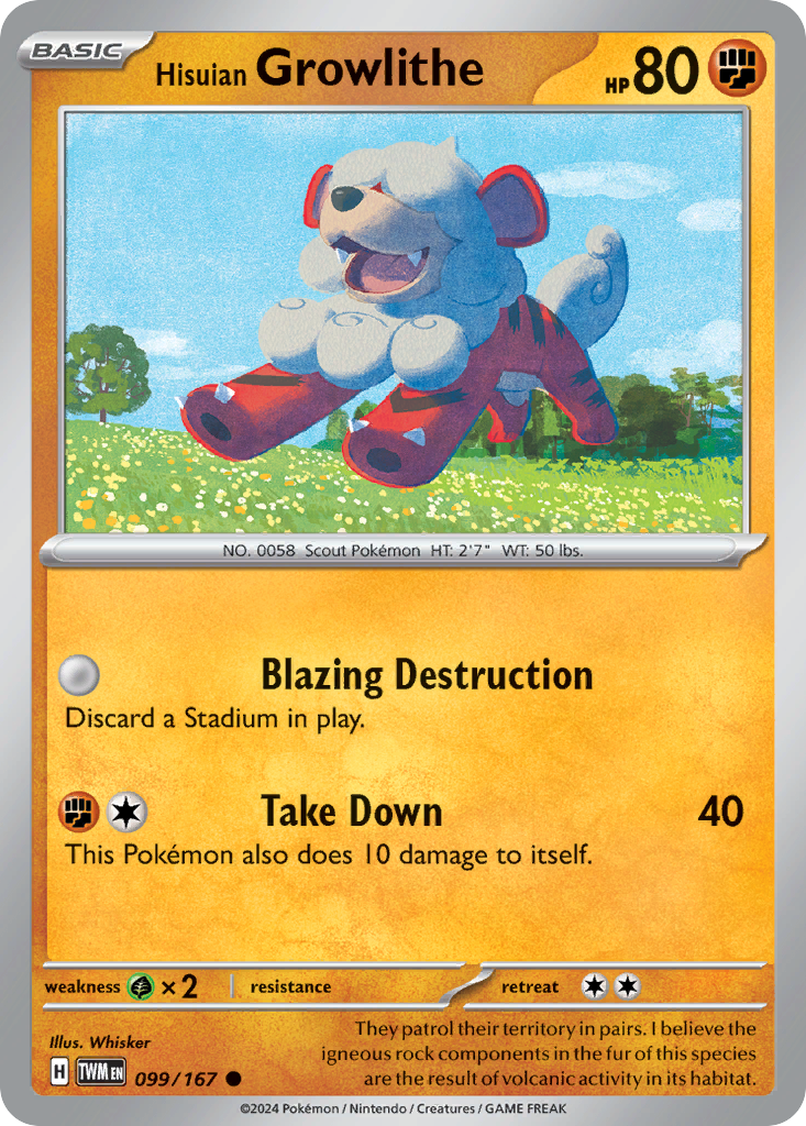 Hisuian Growlithe  - 099/167 - Reverse Holofoil