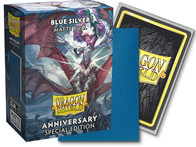 Dragon Shield Sleeves: Standard Matte Dual 25th Anniversary - Blue Silver 100CT