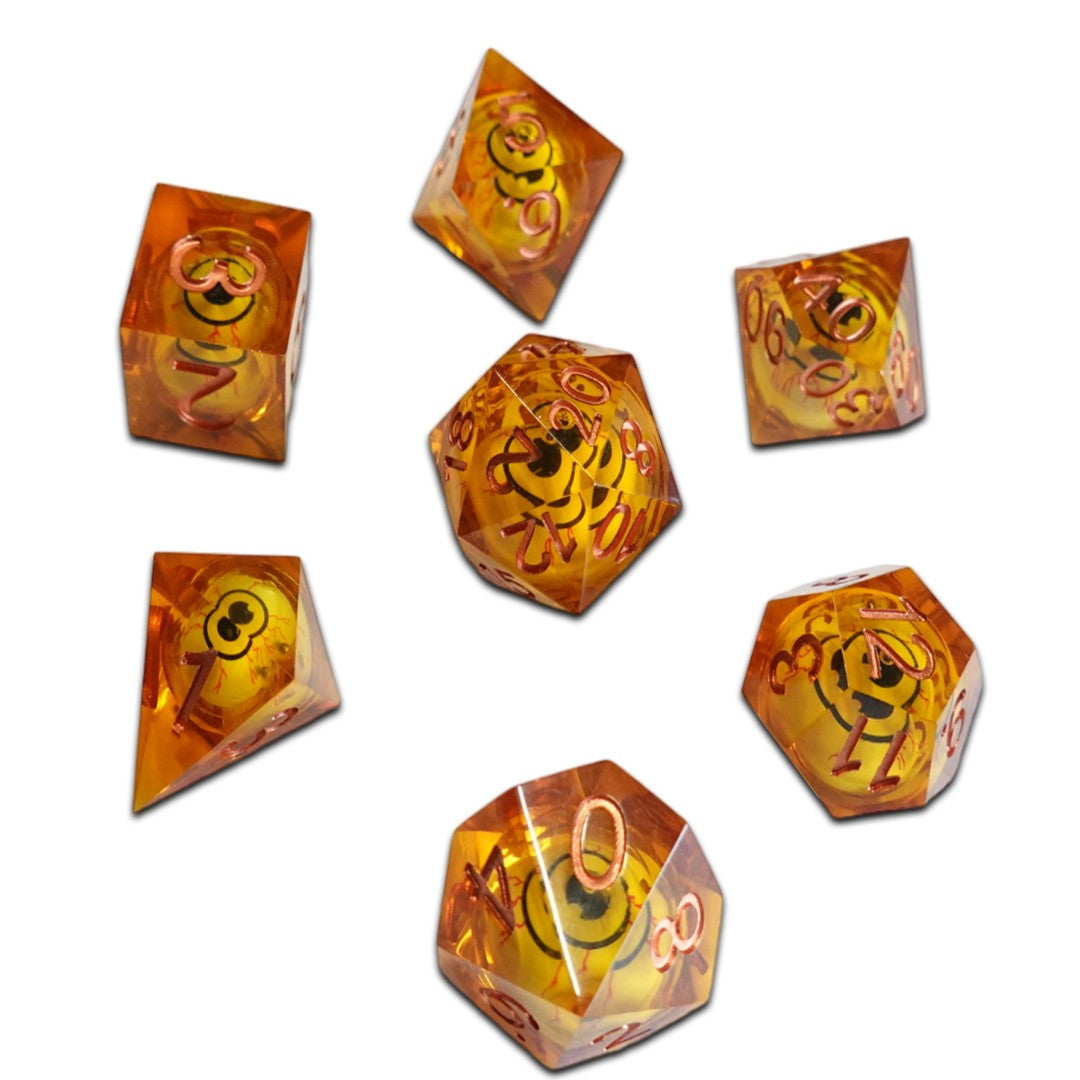 Chronicle RPG Accessories: 7CT Liquid Core - Molten Amber ICU Polyhedral Dice Set