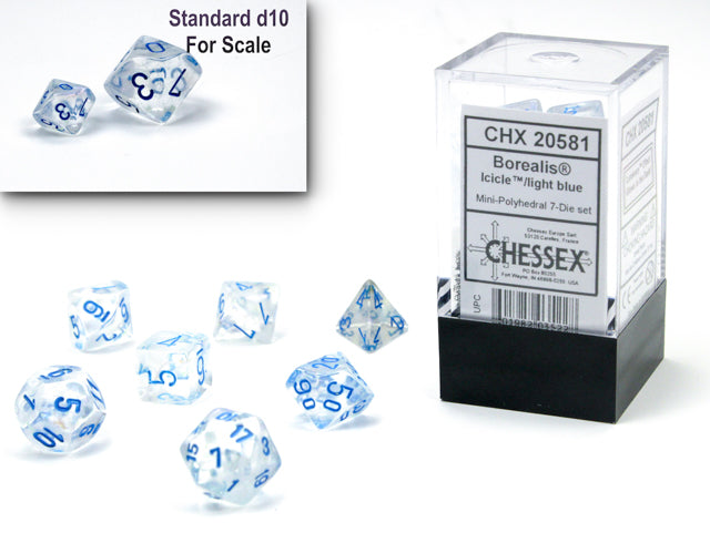 Borealis: Mini-Polyhedral Icicle/light blue Luminary 7-Die Set