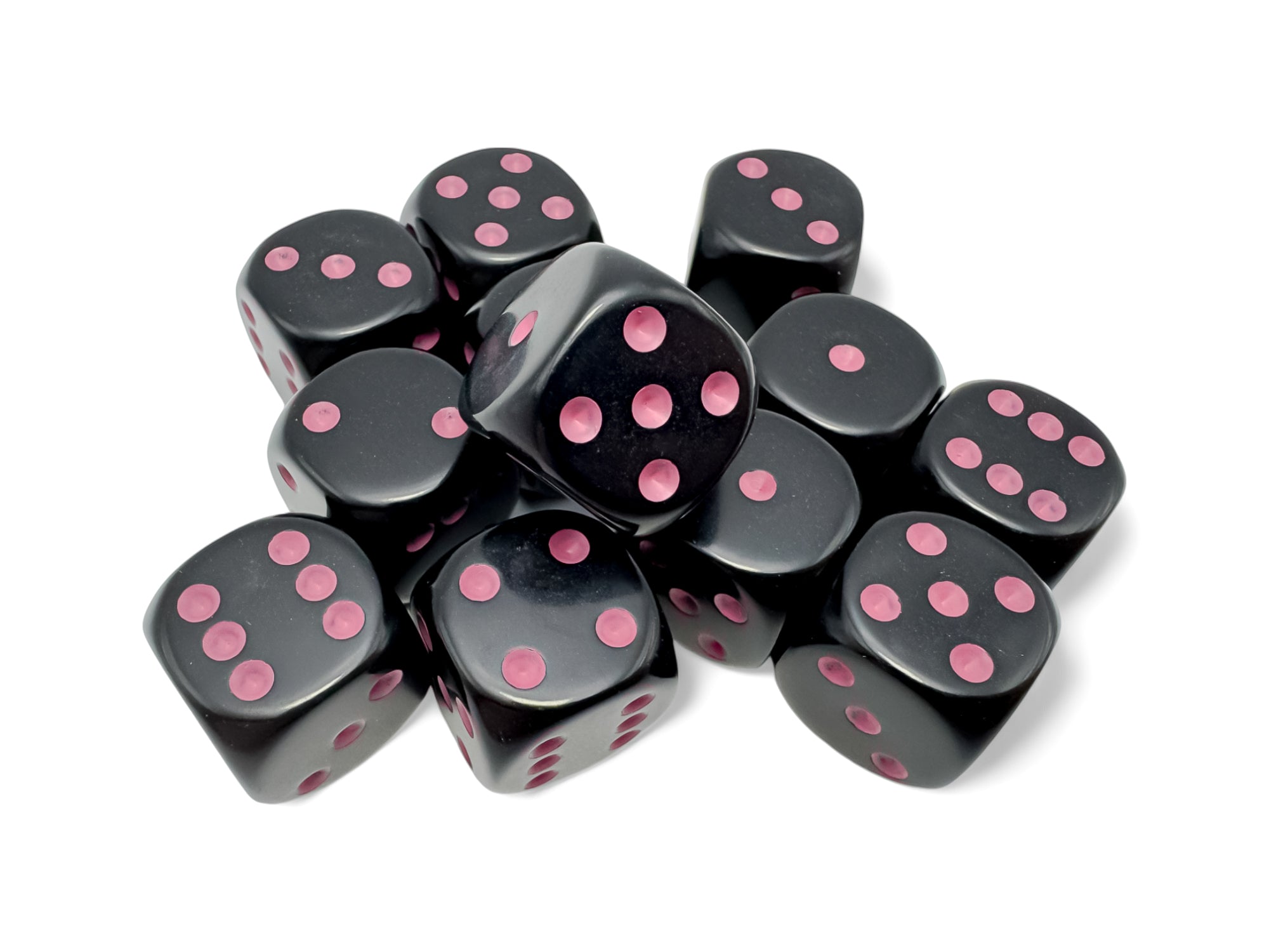 Opaque Black/Pink 16MM D6 Dice Block