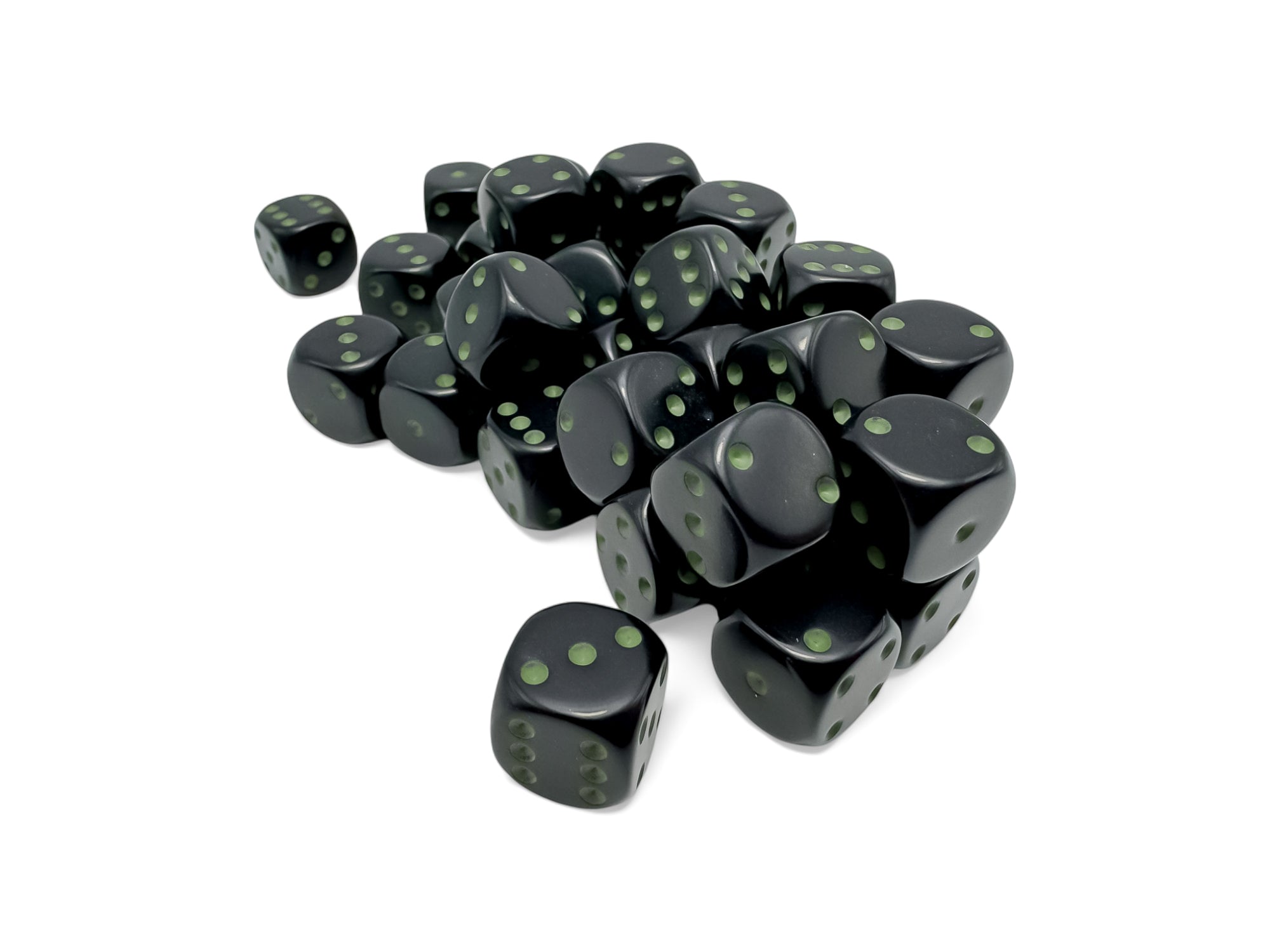 Opaque Opaque Black/Green 12MM D6 Dice Block