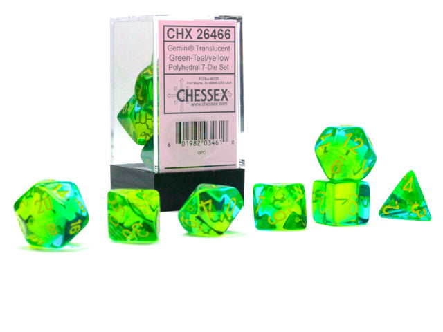 Gemini: Poly Translucent Green-Teal/yellow 7-Die Set