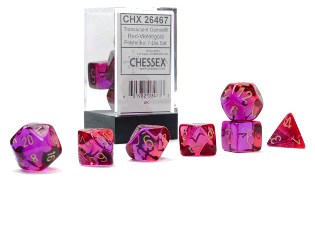 Gemini: Poly Translucent Red-Violet/gold 7-Die Set