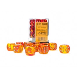 Chessex - 16MM D6 Gemini Translucent Dice - Red-Yellow/Gold