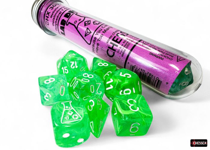 Chessex Lab Dice 9 Nebula Gelatinous/White 7-Die Set Set