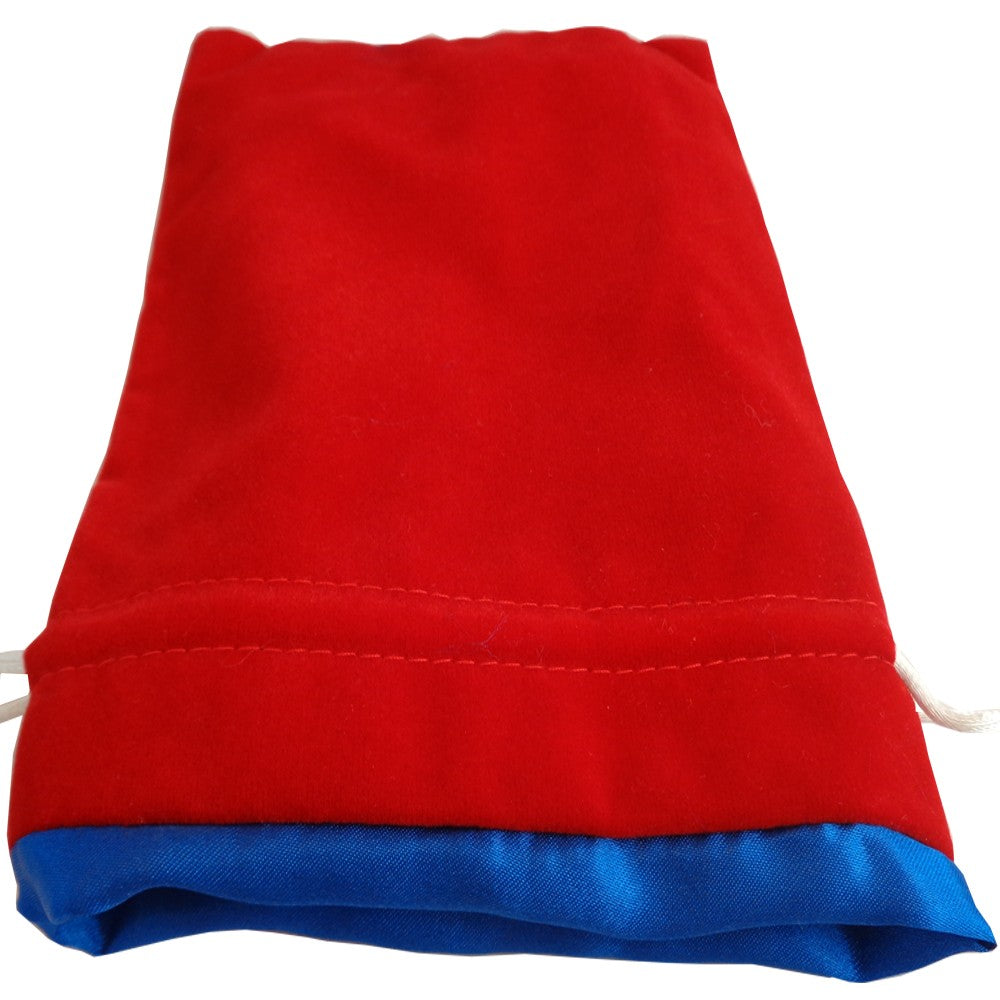 FanRoll: Large Velvet Dice Bag - Red w/ Blue Satin