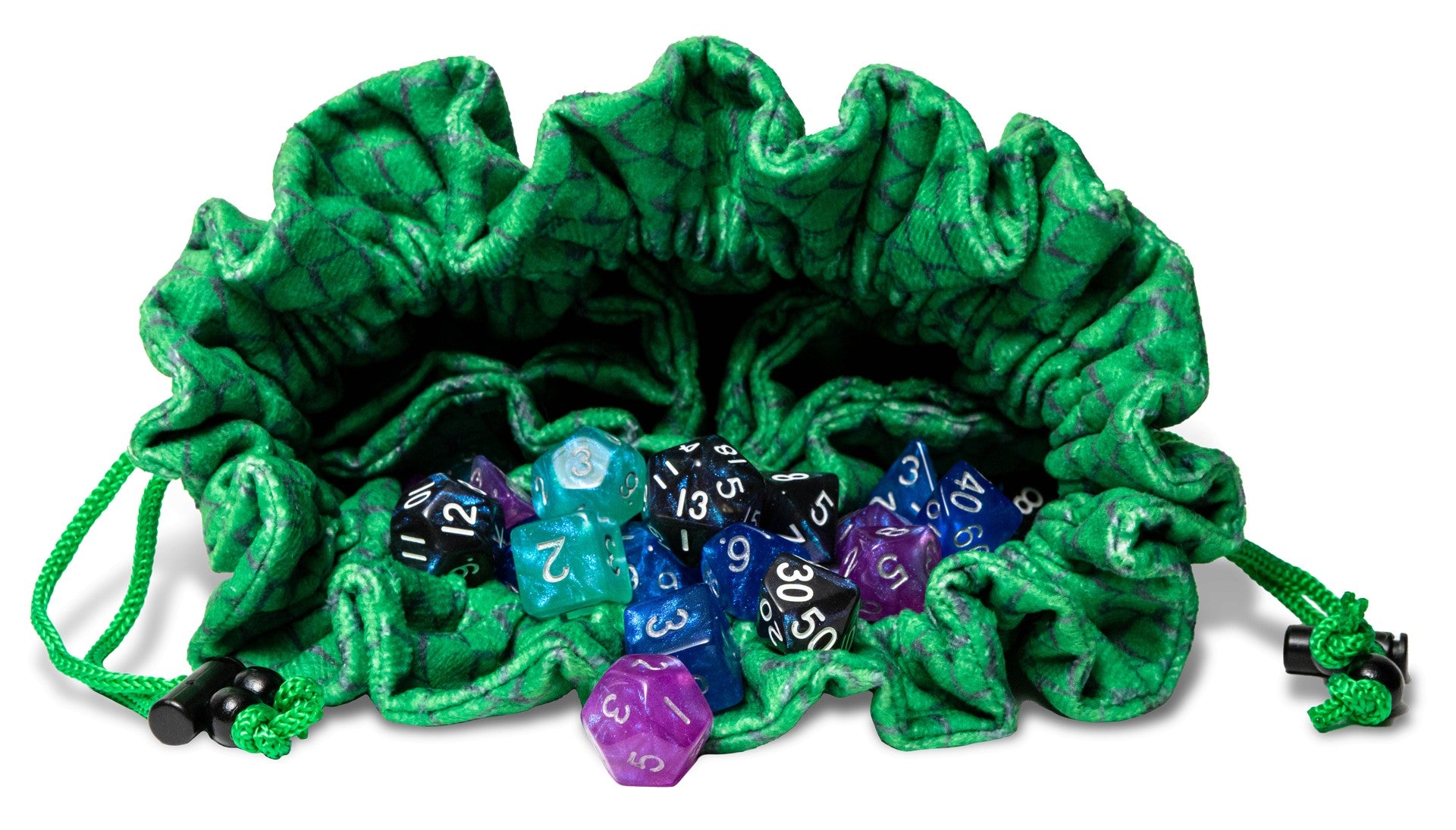 FanRoll: Velvet Compartment Dice Bag Dragon Storm - Green Dragon Scales