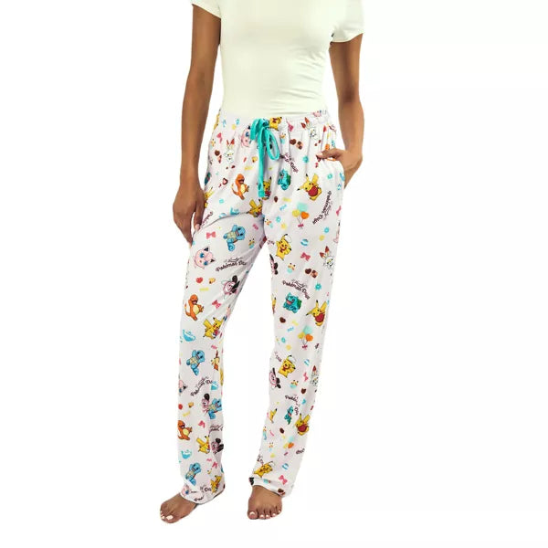 Pokémon Character Print Women's Pink Quick Turn Sleep Pajama Pants Large