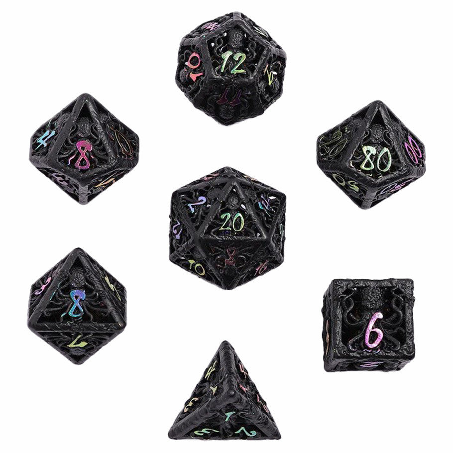 Lllithids Mind Cage Dice: Black with Chromatic