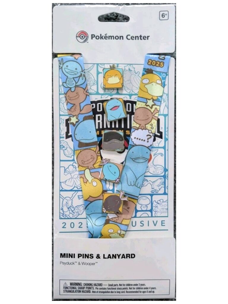 Pokemon Center - Psyduck & Wooper Mini Pins & Lanyard NAIC 2025 Exclusive