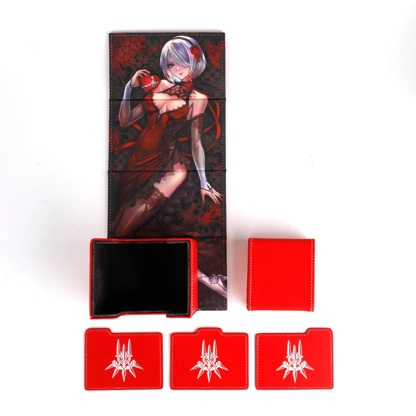 2B MINE Faux Leather Dicewinder Deck Box - 2bonbon Red