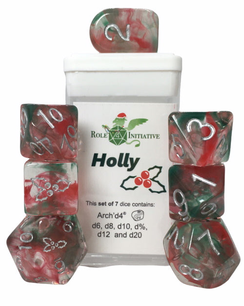 Role 4 Initiative Set of 7 Dice with Arch D4 Holly