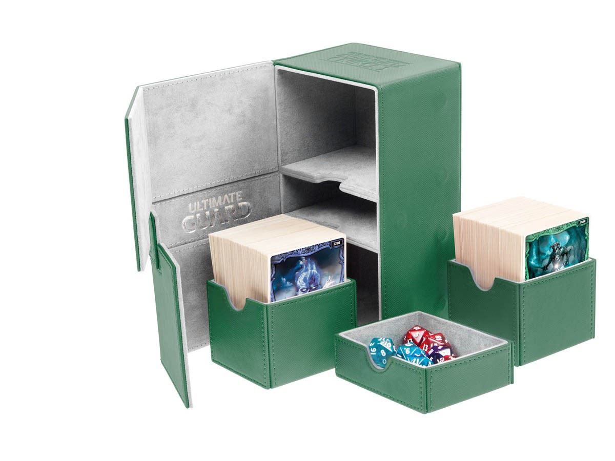 Ultimate Guard Flip N Tray 160+ Stnd Xenoskin Green