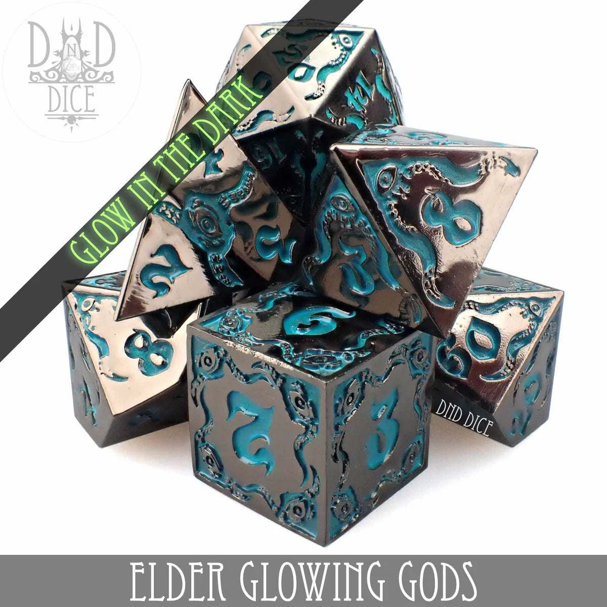 Elder Glowing Gods (Metal) 7pc Dice Set