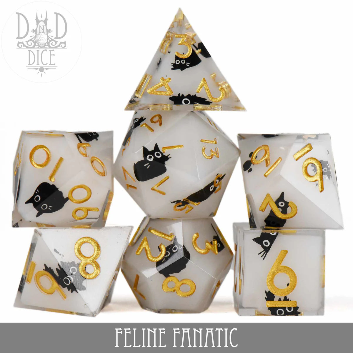 Feline Fanatic (Handmade) 7pc Dice Set