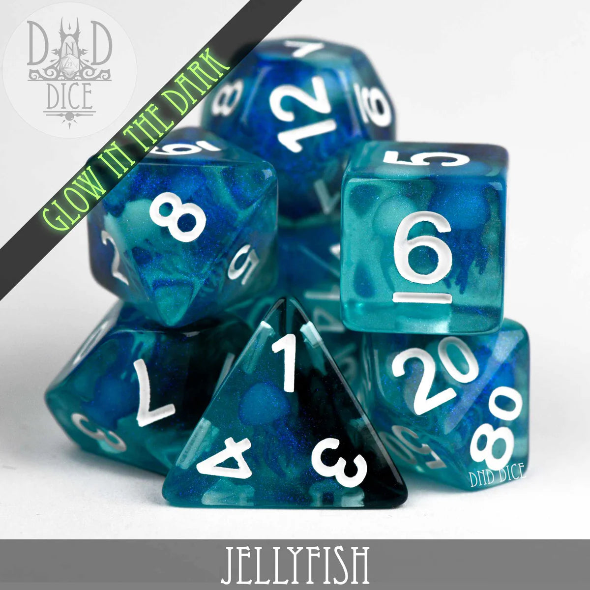 Jellyfish (Glow) 7pc Dice Set