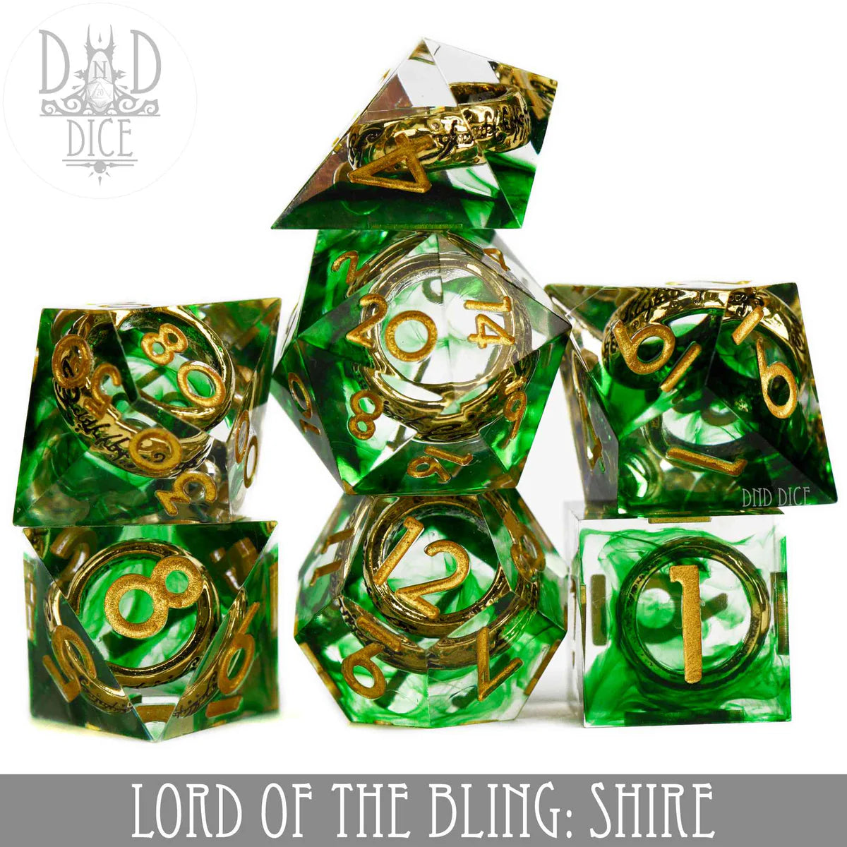Lord of the Bling: Shire (Handmade) 7pc Dice Set