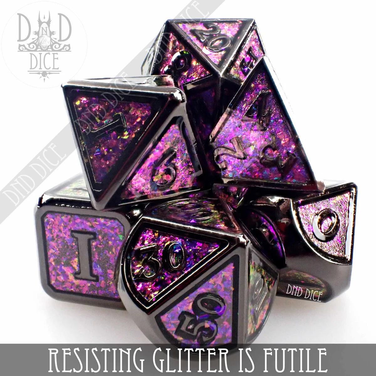 Resisting Glitter Is Futile (Metal) 7pc Dice Set