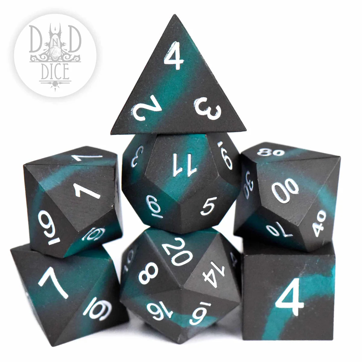 Tagging Teal (Metal) 7pc Dice Set