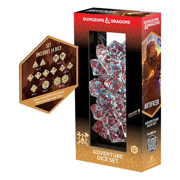 D&D Adventure Dice Set: Artificer- Clear/Red