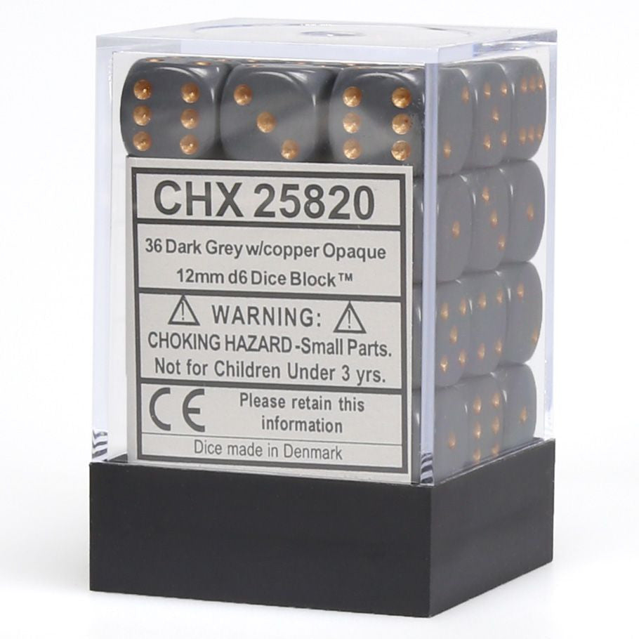 Chessex: Opaque Dark Grey/Copper 12Mm D6 Dice