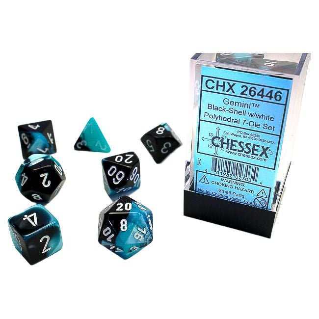 Chessex: Gemini Black Shell/White 7-Set Dice