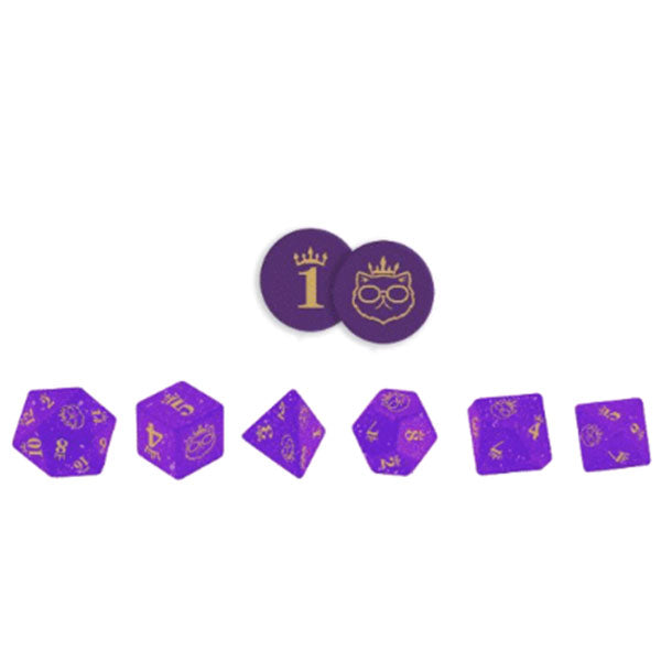 7-Die Set Dungeon Crawler Carl RPG Dice: Princess Donut's Enchanted Crown of the Sepsis Whore